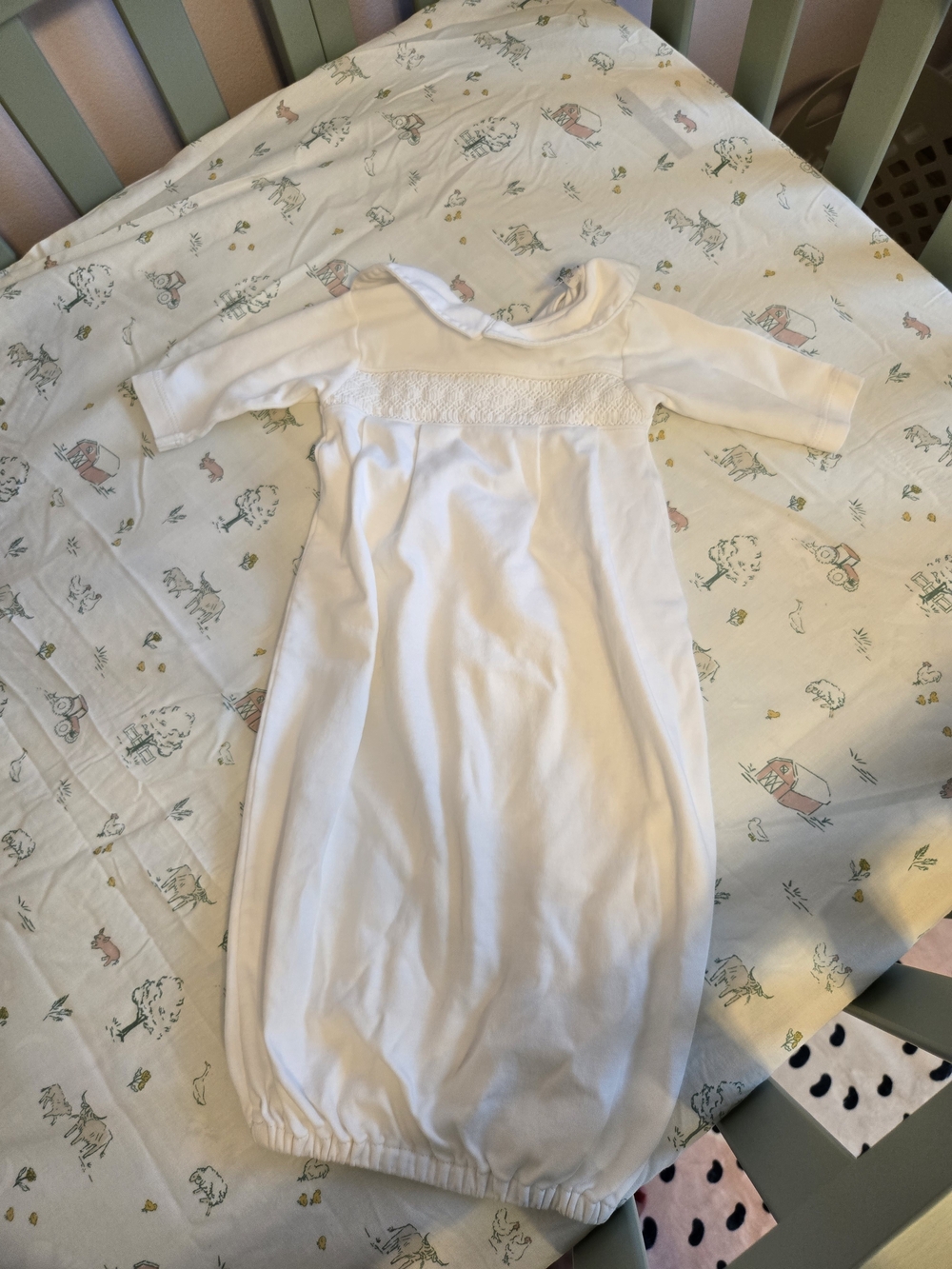 Kissy Kissy White Cotton Smocked Sleep Sack